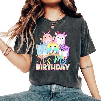 Birthday Party It's My Birthday Squish Squad Mallow Girls Women's Oversized Comfort T-Shirt - Thegiftio UK