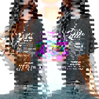 Birthday Roller Skating 7Th Girls Rollin Into 7 Skate Party Women's Oversized Comfort T-Shirt - Thegiftio UK