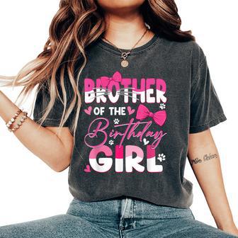 Brother Of The Birthday Girl Cat Kitty Family Matching Women's Oversized Comfort T-Shirt - Thegiftio UK