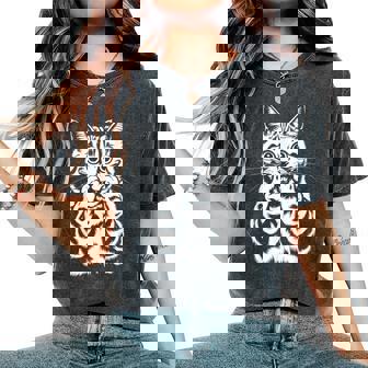 Chat Dessin Humour Drole Fille Silhouette Chat T-shirt oversize confortable pour femme - Cadeauxyz