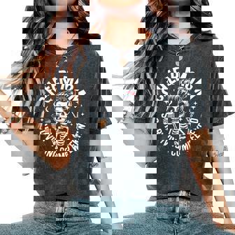 Cheer Mom Surviving Comp Weekend Skeleton Coffee Women's Oversized Comfort T-Shirt - Thegiftio UK