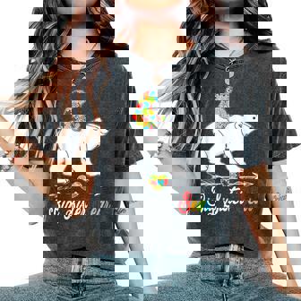 Cute Big Sister Bear Autism Awareness Autistic Family Lover Women's Oversized Comfort T-Shirt - Thegiftio