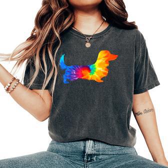 Dachshund Doxie Long Haired Tie Dye Dog Mom Dad Lover Cute Women's Oversized Comfort T-Shirt - Thegiftio UK