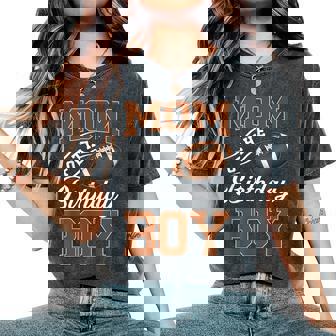 Dad Mom Of The Birthday Boy Family Party Football Matching Women's Oversized Comfort T-Shirt - Seseable