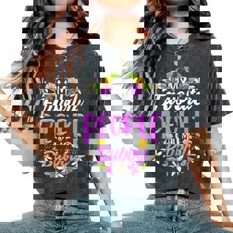 My Favorite People Call Me Bubby Floral Women's Oversized Comfort T-Shirt - Seseable