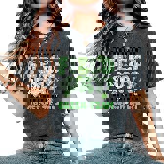 Field Day Green Team Groovy Smile Face Checkered Students Women's Oversized Comfort T-Shirt | Mazezy