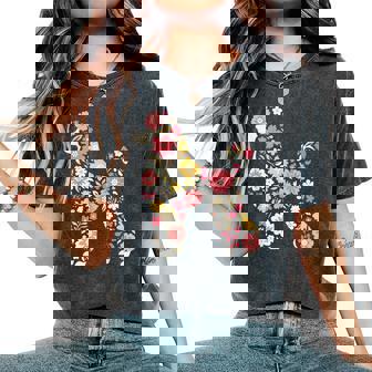 Floral Flower Poodle Mom Grandma Women's Oversized Comfort T-Shirt | Mazezy