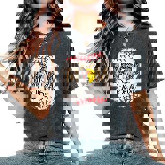 Mothers Ball Mom Of Both Baseball Softball Leopard Women's Oversized Comfort T-Shirt - Seseable