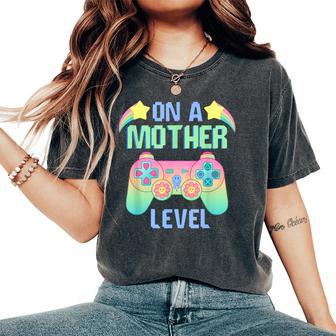 On A Mother Level Gamer Mom Retro Gaming Women's Oversized Comfort T-Shirt - Thegiftio UK