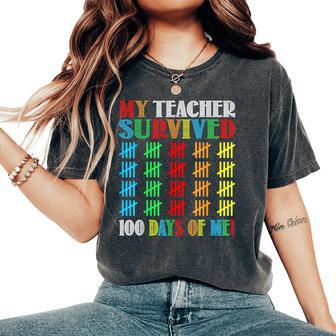 That My Teacher Survived 100 Days Of Me For Teacher Women's Oversized Comfort T-Shirt - Thegiftio UK