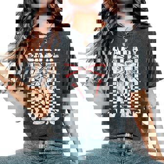 Game Day Vibes Coquette Bow Baseball Mama Baseball Season Women's Oversized Comfort T-Shirt | Seseable CA