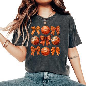 Girls Coquette Bow Basketball Mom Game Day Women's Oversized Comfort T-Shirt - Thegiftio UK