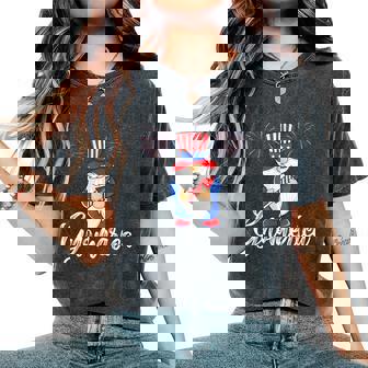 Gnomes 4 Juillet Feux D'artifice Gnomerica Américain S Hommes T-shirt oversize confortable pour femme - Cadeauxyz