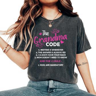 The Grandma Code Grammy Nana Grandma Grandmother Rules 'S Classic Fit Black Short Sleeve Cotton Blend Small Women's Oversized Comfort T-Shirt - Thegiftio UK