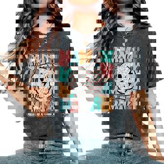 Groovy Mamaw Leopard Smile Face Grandma Life Mother's Day Women's Oversized Comfort T-Shirt | Mazezy
