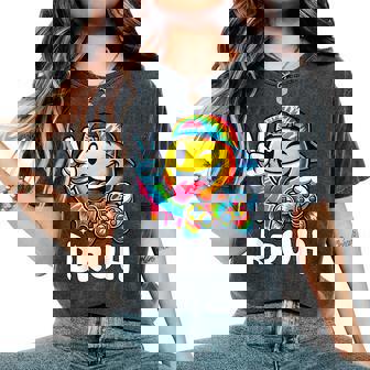 Groovy Tie Dye Gaming Bruh Boys Smile Peace Sign Gamer Women's Oversized Comfort T-Shirt - Monsterry