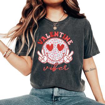 Groovy Valentine Vibes Valentines Day For Girl Women Women's Oversized Comfort T-Shirt - Thegiftio UK