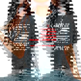 Hands Off Protest Saturday April 5 Usa Flag Women Women's Oversized Comfort T-Shirt | Mazezy