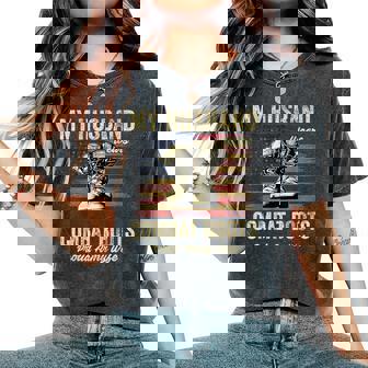 My Husband Wears Combat Boots Proud Army Wife Veteran Day Women's Oversized Comfort T-Shirt - Seseable