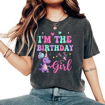 I'm The Birthday Girl Dinosaur T-Rex Party Family Matching Women's Oversized Comfort T-Shirt - Thegiftio UK