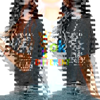 Its Ok To Be Different Autism Awareness Giraffe Autistic Women's Oversized Comfort T-Shirt - Thegiftio UK