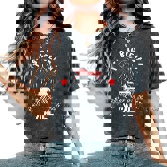 It's Race Day Y'all Checkered Flag Racing Messy Bun Pit Crew Women's Oversized Comfort T-Shirt - Seseable