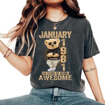 January 44Th Birthday 1981 Awesome Teddy Bear Women's Oversized Comfort T-Shirt - Thegiftio UK
