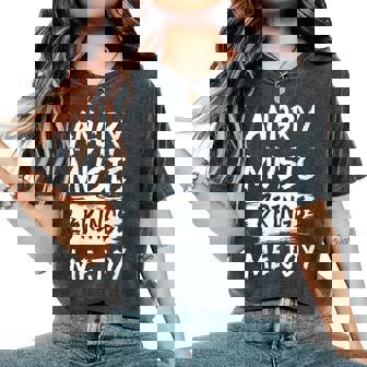 La Música Enojada Me Trae Alegría Metal Heavy Death Punk Rock Hard Cuello Camiseta extragrande cómoda para mujer - Regaloses