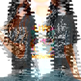 Live Meowsic Dj Sphinx Cat Disque Jockey Fun Edm Hiphop Musique T-shirt oversize confortable pour femme - Cadeauxyz