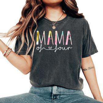 Mama Of Four Cute Floral Mom Of 4 Mother Of 4 Women's Oversized Comfort T-Shirt - Thegiftio UK