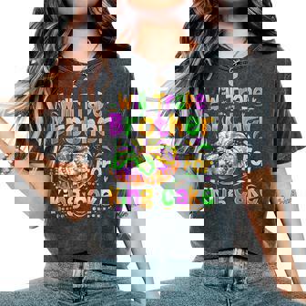 Mardi Gras Girls Kid Will Trade Brother For King Cake Bead Women's Oversized Comfort T-Shirt - Thegiftio