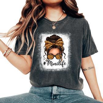 Mimi Life Grandma Messy Bun Leopard Mother's Day Matching Women's Oversized Comfort T-Shirt - Thegiftio UK