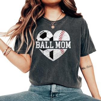 Mom Of Both Heart Soccer Baseball Sports Mom Mother's Day Women's Oversized Comfort T-Shirt - Thegiftio UK