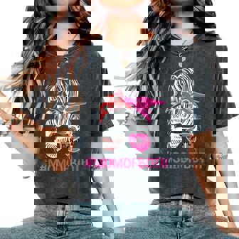 Mom Of Both Messy Bun Dancer & Baseball Player Mom Women's Oversized Comfort T-Shirt - Seseable