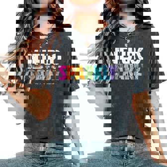 Neuro Sparkly Sped Teacher Autism Awareness Neurodiversity Women's Oversized Comfort T-Shirt | Mazezy