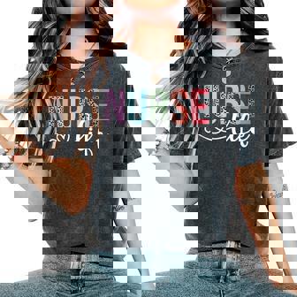 Nurse Life Rn Lpn Cna Leopard Nurse Week Healthcare Women's Oversized Comfort T-Shirt | Mazezy