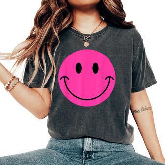 Pink Smile Face Cute Happy Peace Smiling Face Girls Women's Oversized Comfort T-Shirt - Thegiftio UK