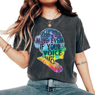 Rbg Speak Your Mind Even If Your Voice Shakes Tie Dye Women's Oversized Comfort T-Shirt - Thegiftio UK