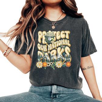Retro Groovy Protect Our National Parks Bear Women's Oversized Comfort T-Shirt - Thegiftio UK