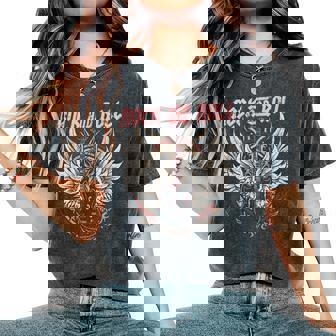 Rock And Roll Guitarraintage Rock Música Camiseta extragrande cómoda para mujer - Regaloses