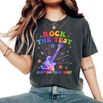 Rock The Test Testing Day Teacher Student Just Do Your Best Women's Oversized Comfort T-Shirt - Thegiftio UK