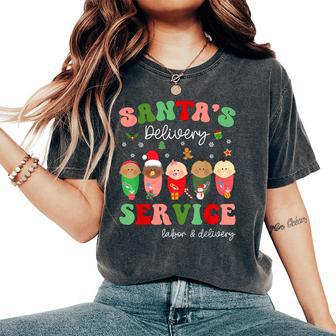 Santa's Delivery Service Christmas Labor Delivery Nurse L&D Women's Oversized Comfort T-Shirt - Thegiftio UK