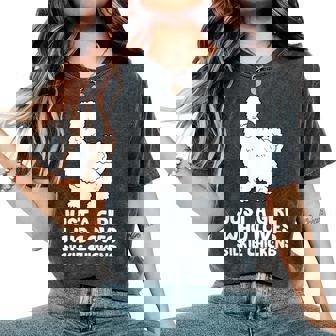 Silkie Chicken Lady Just a Girl Who Loves Silkie Chickens Women's Oversized Comfort Colors T-Shirt - Monsterry