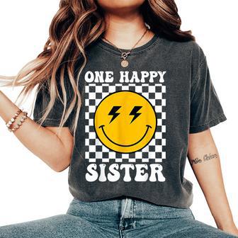 Sister One Happy Dude Birthday Theme Family Matching Women's Oversized Comfort T-Shirt - Thegiftio UK