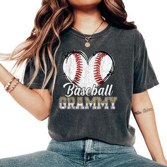Softball Baseball Grammy Heart Leopard Print Mother's Day Women's Oversized Comfort T-Shirt - Thegiftio UK