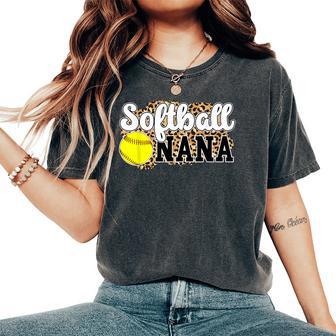 Softball Nana Leopard Nana Of A Softball Player Women's Oversized Comfort T-Shirt - Thegiftio UK