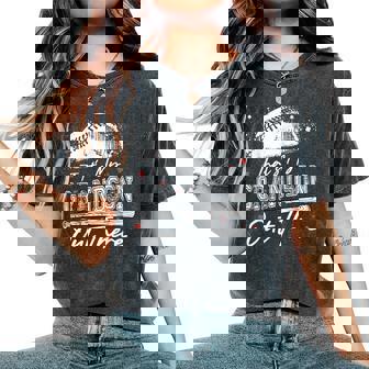 That's My Grandson Out There Grandma Baseball Mother's Day Women's Oversized Comfort T-Shirt | Mazezy