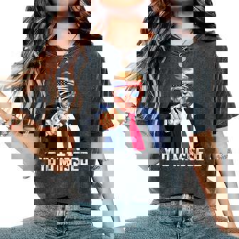 Trump You Missed Twice Bandana De La Bandera Estadounidense Trump 2024 Camiseta extragrande cómoda para mujer - Regaloses