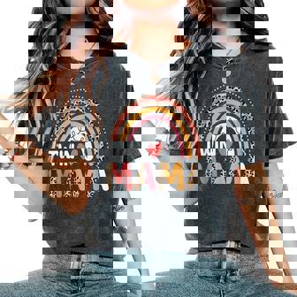 Twin Mama Leopard Rainbow New Mom Of Twins Women's Oversized Comfort T-Shirt | Mazezy