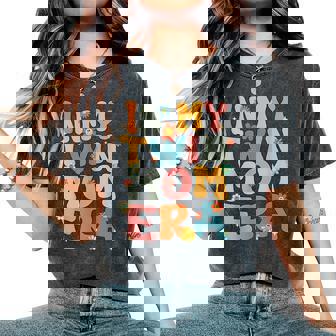 In My Twin Mom Era Groovy Retro Twin Mom Cute Black Twin Mom Era Mother's Day Birthday Casual Modern Floral Letter Print Short Sleeve Small Women's Oversized Comfort T-Shirt | Mazezy